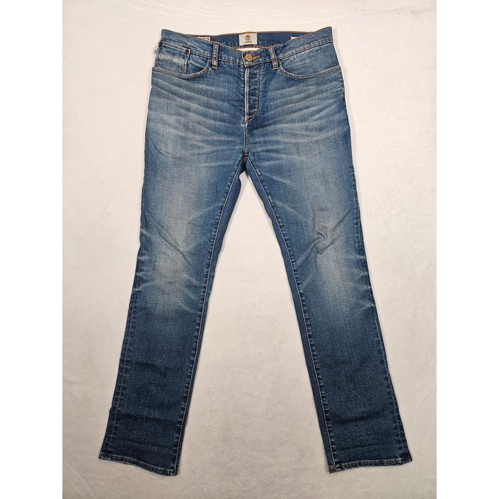 Timberland Thompson Lake Mens 34 Straight Leg Jeans Medium Wash Button Fly 7725J